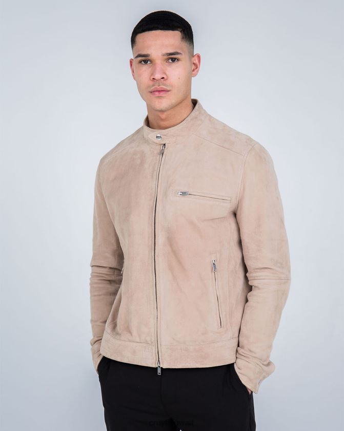 Cruyff كريم رجال جاكيت راكب الدراجة النارية من جلد الغزال Esteban Z02JN708 السترة