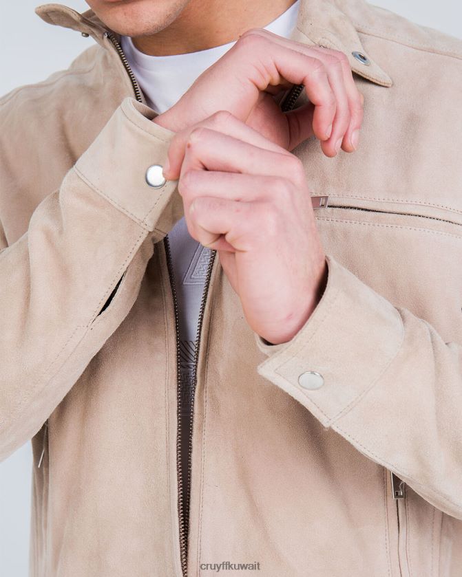 Cruyff كريم رجال جاكيت راكب الدراجة النارية من جلد الغزال Esteban Z02JN708 السترة