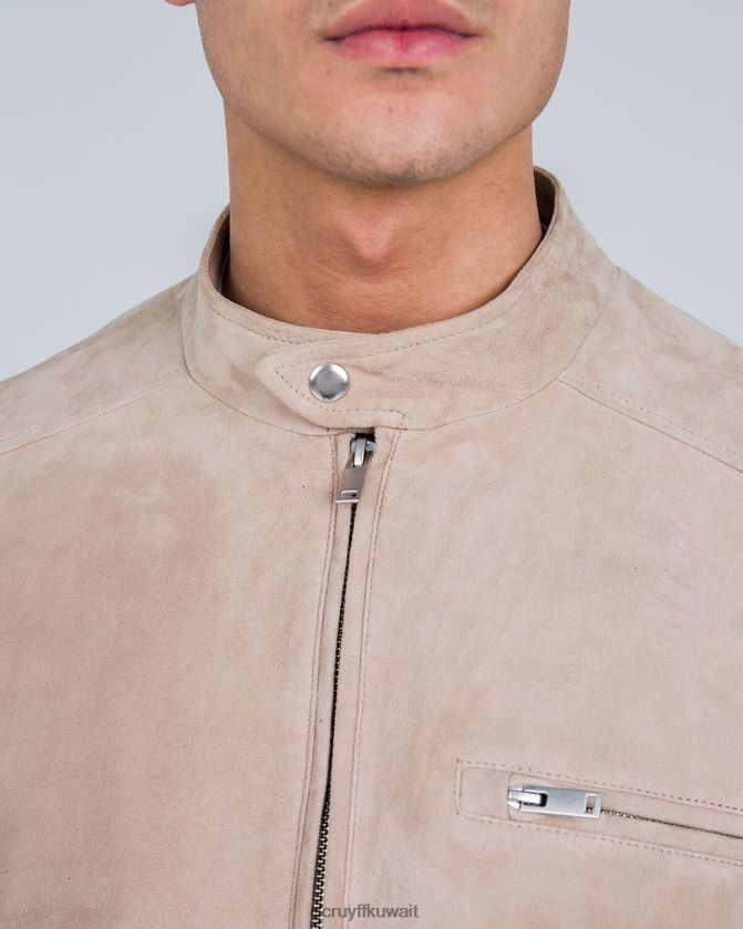 Cruyff كريم رجال جاكيت راكب الدراجة النارية من جلد الغزال Esteban Z02JN708 السترة