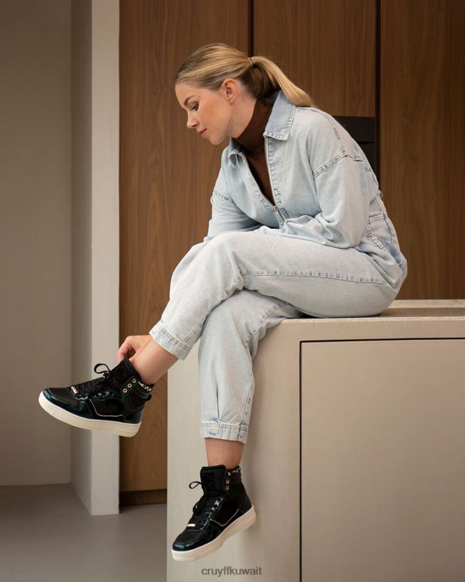 Cruyff أخضر / أسود نحيف كامبو عالية لوكس Z02JN1023 أحذية رياضية