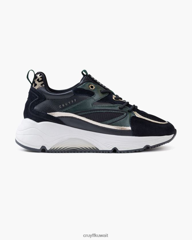 Cruyff أسود / أخضر نحيف مدينة بولد Z02JN1035 أحذية رياضية