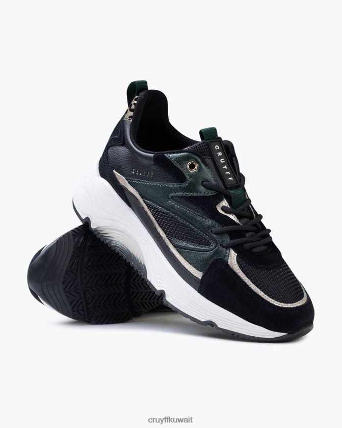 Cruyff أسود / أخضر نحيف مدينة بولد Z02JN1035 أحذية رياضية