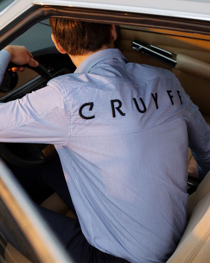 Cruyff أزرق أبيض رجال قميص مخطط أراجون كينج Z02JN853 قميص