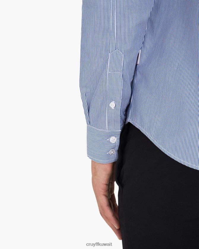 Cruyff أزرق أبيض رجال قميص مخطط أراجون كينج Z02JN853 قميص