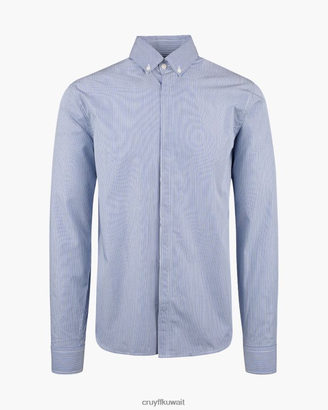 Cruyff أزرق أبيض رجال قميص مخطط أراجون كينج Z02JN853 قميص