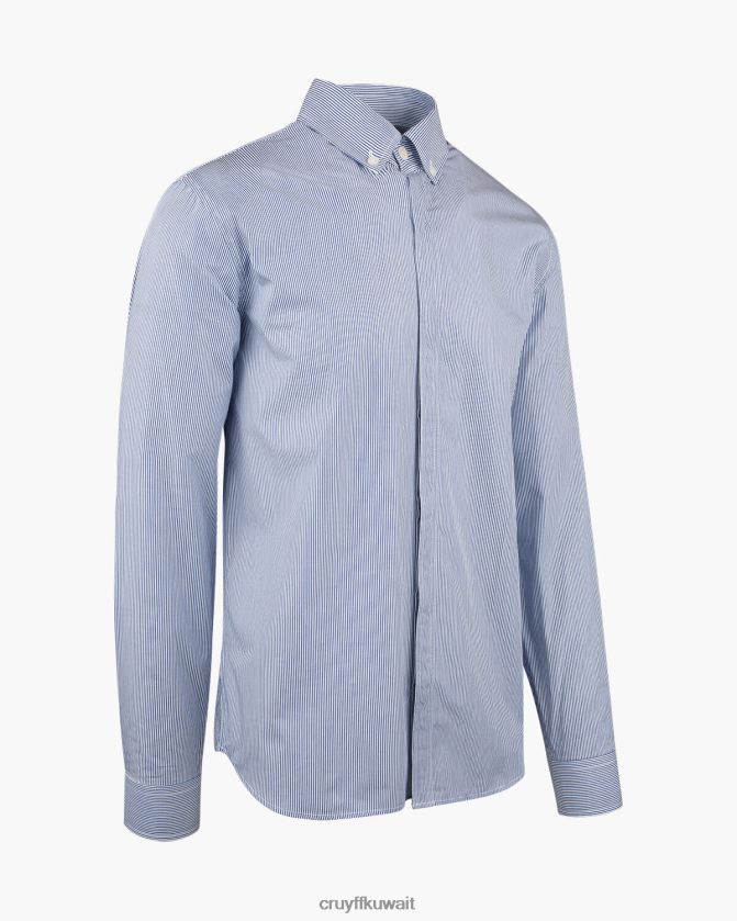 Cruyff أزرق أبيض رجال قميص مخطط أراجون كينج Z02JN853 قميص