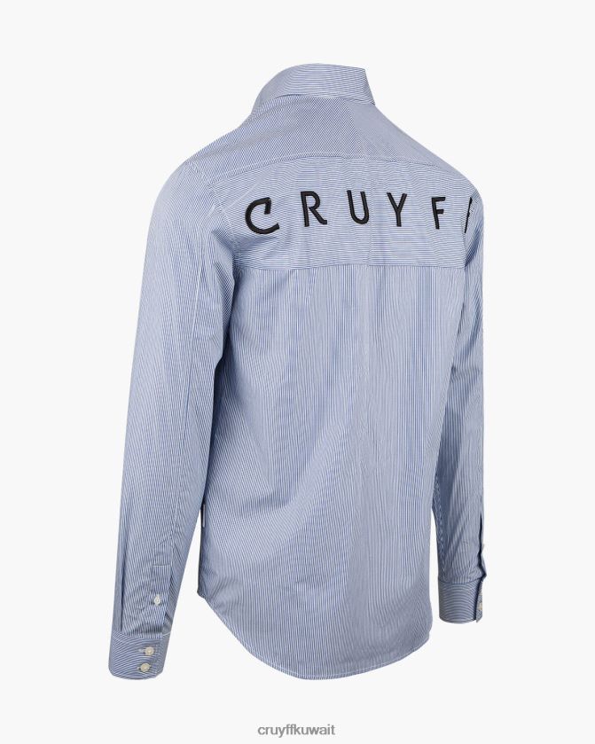 Cruyff أزرق أبيض رجال قميص مخطط أراجون كينج Z02JN853 قميص
