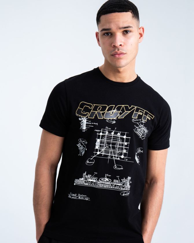 Cruyff أسود رجال الهدف المحملة Z02JN886 تي شيرت