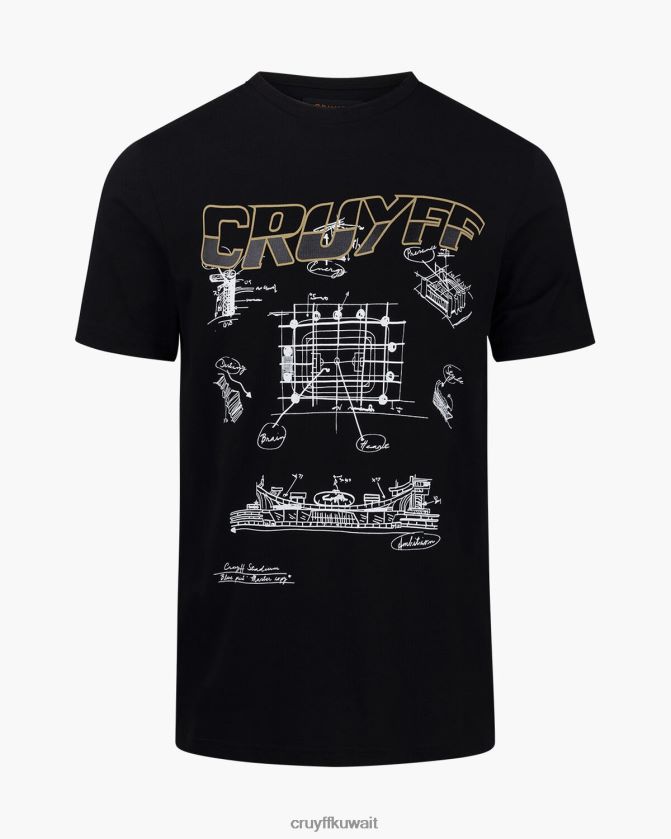 Cruyff أسود رجال الهدف المحملة Z02JN886 تي شيرت
