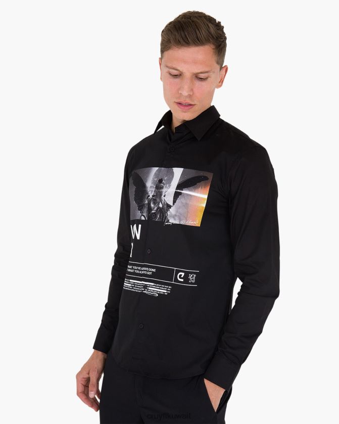 Cruyff أسود رجال قميص سيفا المطبوع Z02JN888 قميص