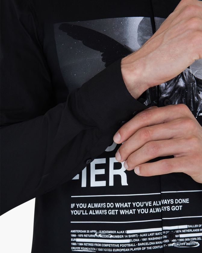 Cruyff أسود رجال قميص سيفا المطبوع Z02JN888 قميص