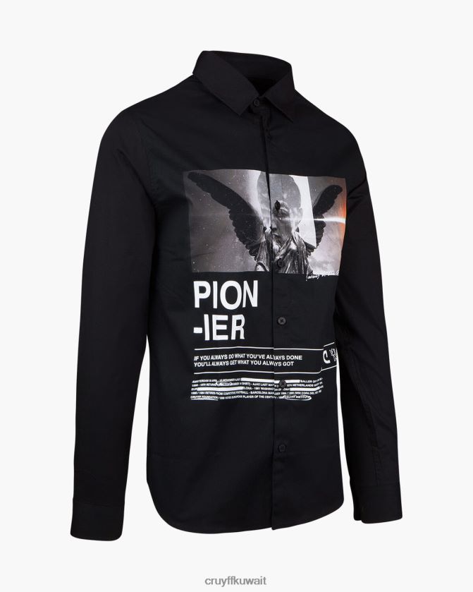 Cruyff أسود رجال قميص سيفا المطبوع Z02JN888 قميص