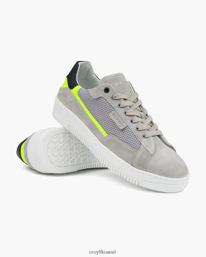 Cruyff رمادي رجال جلد شبكي ناعم / غير لامع من joan Respiro Z02JN840 أحذية رياضية
