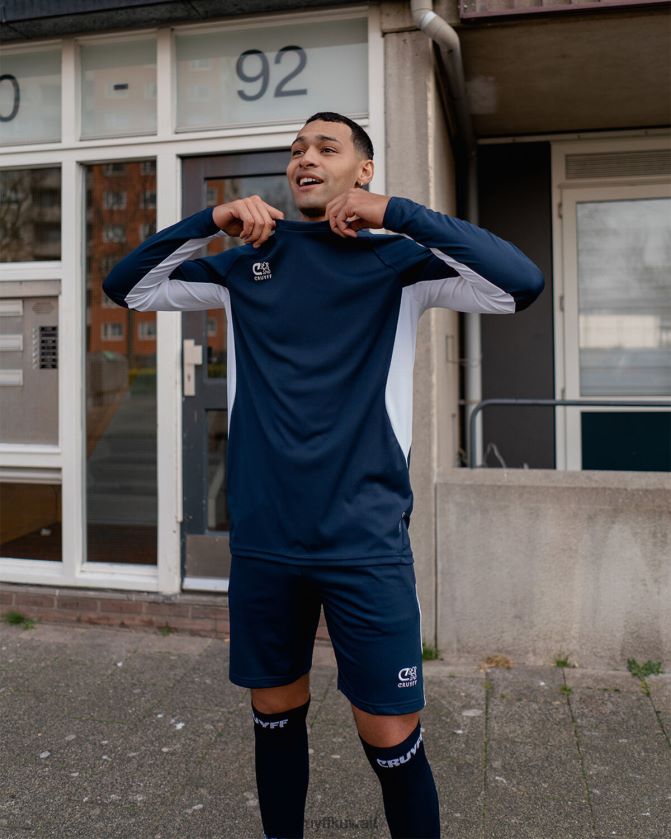 Cruyff البحرية / الأبيض رجال قميص tik turn ls Z02JN665 تي شيرت